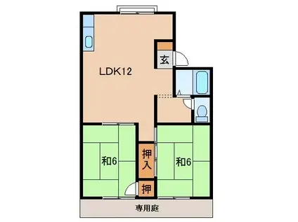 シュロス高松(2LDK/1階)の間取り写真