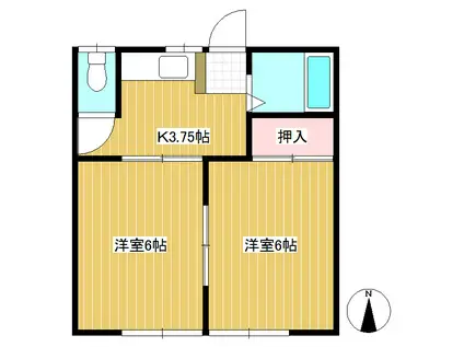 Kマンション(2K/2階)の間取り写真