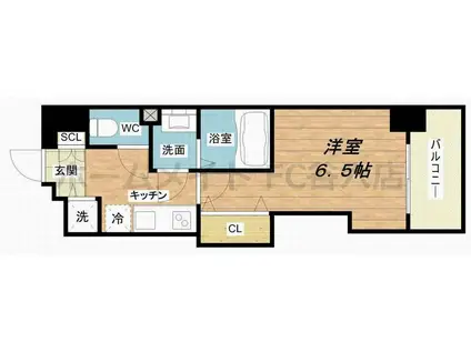 LUXE難波西I(1K/8階)の間取り写真