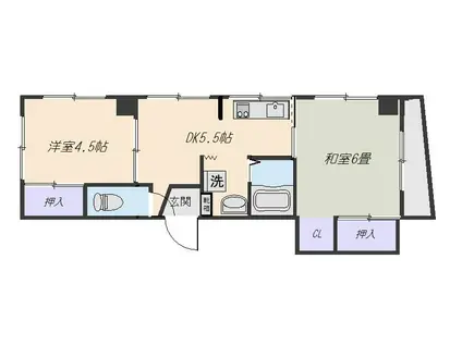 徳永ビル(2DK/3階)の間取り写真