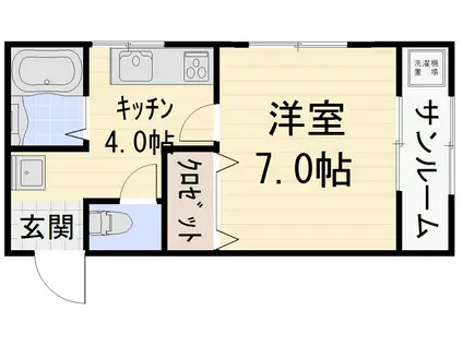 エトワール鈴見(1K/1階)の間取り写真