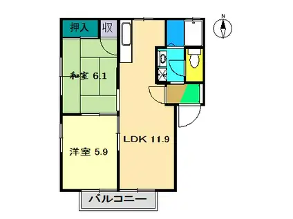 フォーレス弘石A(2LDK/2階)の間取り写真