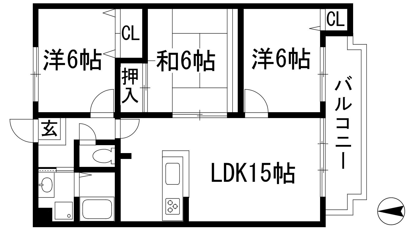 コスモ御殿山(3LDK/2階)の間取り写真