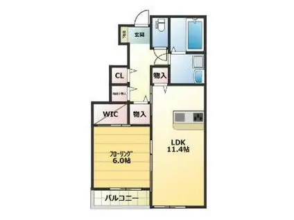 ル・シエル(1LDK/1階)の間取り写真