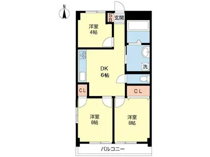 第二大泉サンハイツ(3DK/2階)の間取り写真