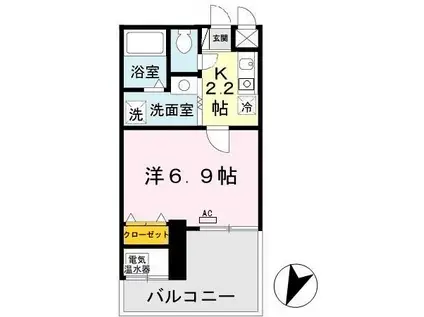 マグノリアパレス(1K/4階)の間取り写真