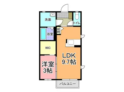 メルベーユ(1LDK/1階)の間取り写真