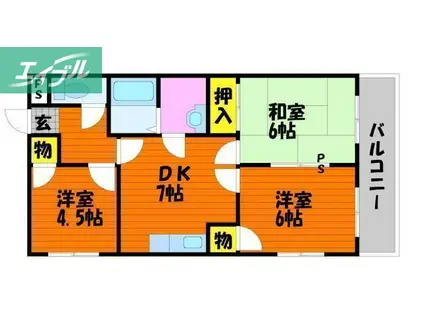 メゾン西ウィング(3DK/3階)の間取り写真