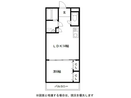 コンチネンタル轡田C(1LDK/2階)の間取り写真