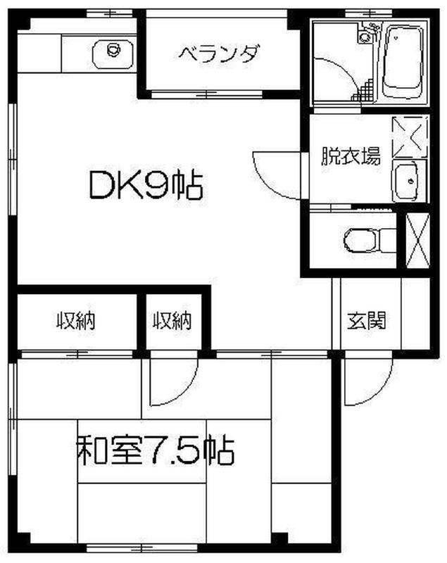 パレス後村(1LDK/1階)の間取り写真