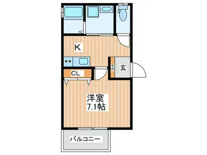 レユシール垣内町(1K/1階)の間取り写真