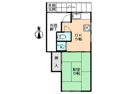 Sアパート(1DK/2階)の間取り写真