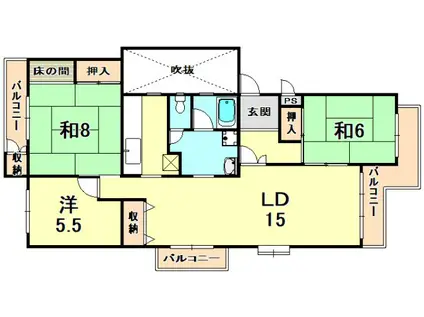中落合第2486号棟(3LDK/5階)の間取り写真