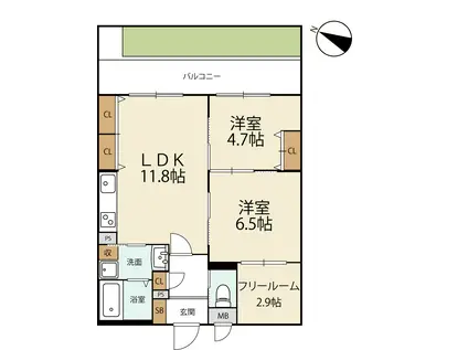 INSIGHT REPOS山科新十条(2SLDK/1階)の間取り写真