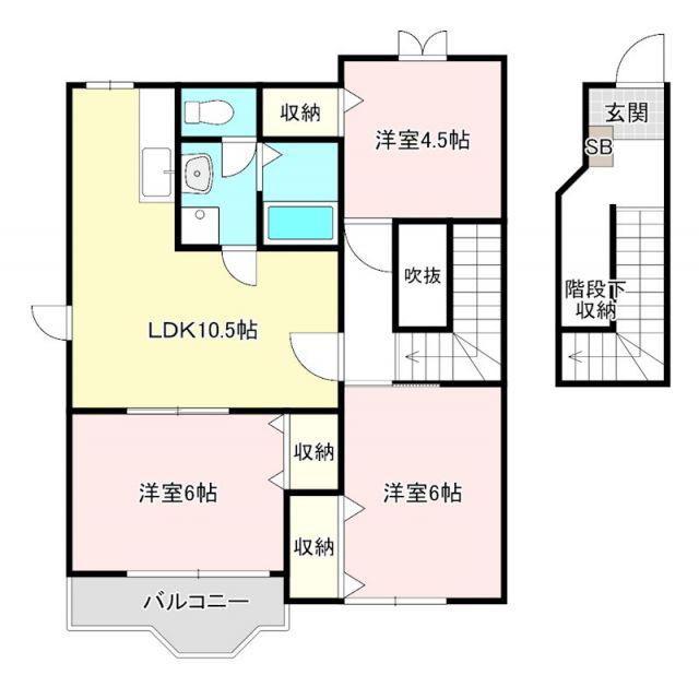 グリーンスクエアII(3LDK/2階)の間取り写真