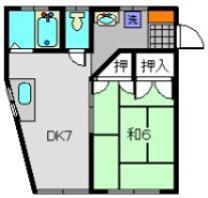 第8野本ビル(1DK/2階)の間取り写真