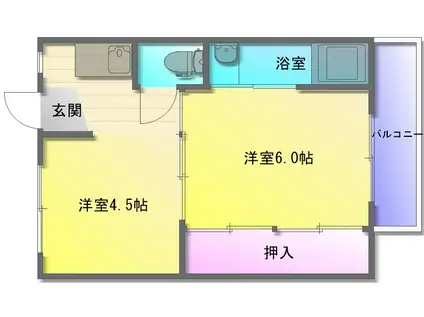 ビレッジハウス法善寺 2号棟(1DK/1階)の間取り写真