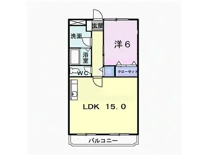 ロジュマン緑ケ丘(1LDK/3階)の間取り写真