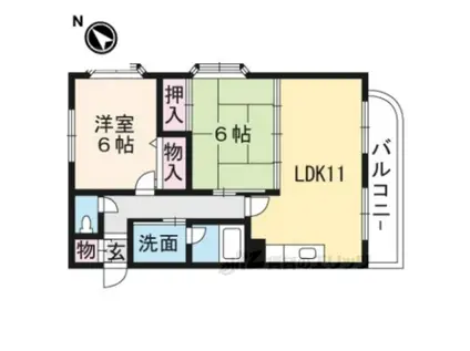 プチフルール千(2LDK/2階)の間取り写真