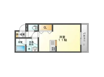 フリーディオ門真III(ワンルーム/3階)の間取り写真