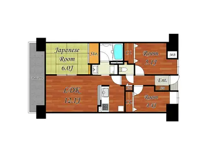 キングマンションVI(3LDK/8階)の間取り写真