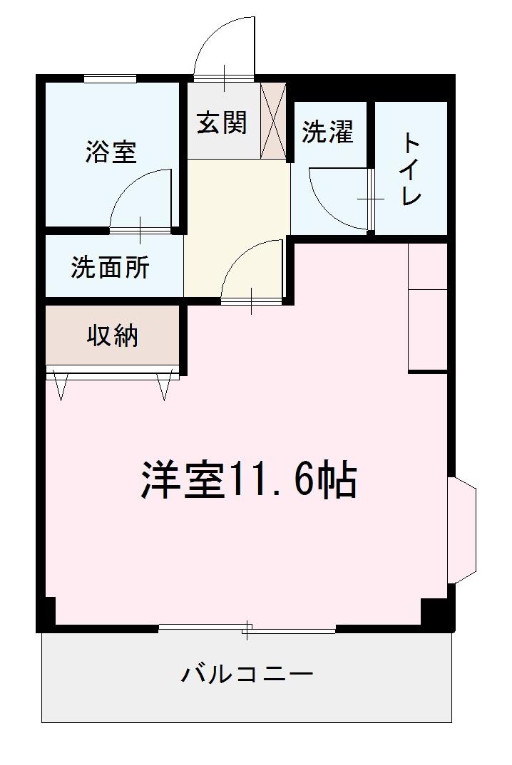 ヴァイオレットW(ワンルーム/3階)の間取り写真