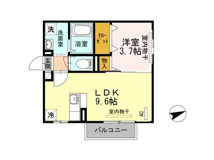 カズコートA(1LDK/1階)の間取り写真