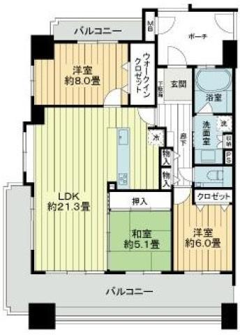 アルファガーデン城山公園(3LDK/4階)の間取り写真