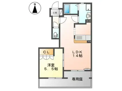 ロココプランB(1LDK/1階)の間取り写真