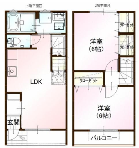 フェリス大門(2LDK/1階)の間取り写真