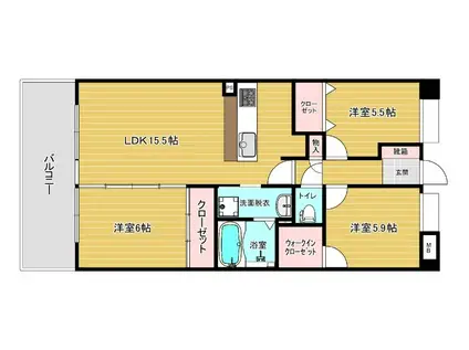 リファレンス寺塚(3LDK/3階)の間取り写真