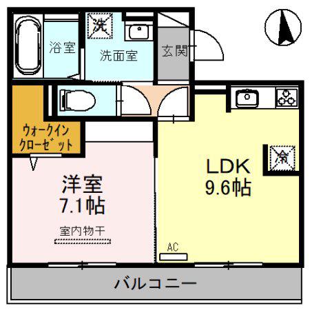 エクレール東太子(1LDK/2階)の間取り写真