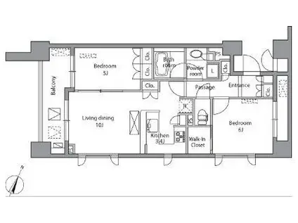 レジディア水道橋(2LDK/12階)の間取り写真