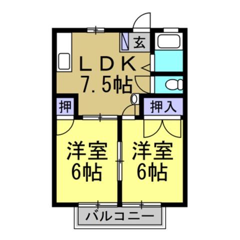サンシティーWI(2DK/2階)の間取り写真