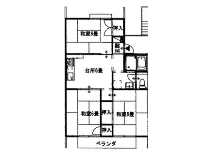 瀬戸ハイツB(3DK/2階)の間取り写真