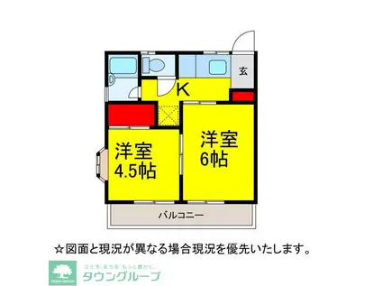 スカイハイツ柏(2K/2階)の間取り写真