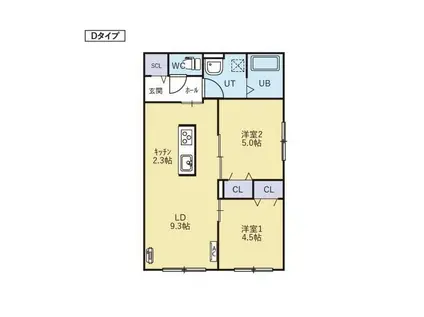 UNIQUS宮の森(2LDK/1階)の間取り写真