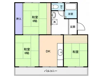 西小中台団地7号棟(3DK/5階)の間取り写真