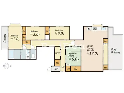 三栄ビル(4LDK/5階)の間取り写真