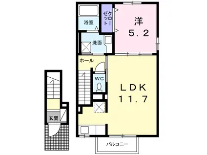 ヴィルゴ(1LDK/2階)の間取り写真