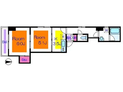 グランドゥールI&Y(2K/3階)の間取り写真