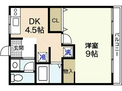 第二石丸ビル(1DK/1階)の間取り写真