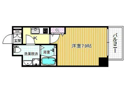 ウインズコート西梅田II(1K/1階)の間取り写真