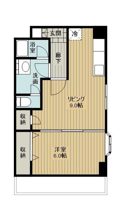 アヴィニール吉野(1LDK/4階)の間取り写真