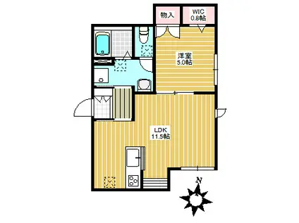 庵 MILLE RIVER(1LDK/1階)の間取り写真