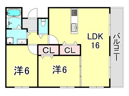 清保アイレックスコート(2LDK/3階)の間取り写真