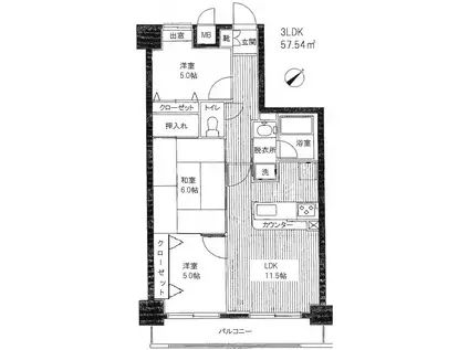ライオンズヒルズ宮崎台(3LDK/7階)の間取り写真