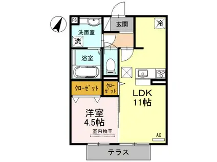 ソフィアこまち(1LDK/1階)の間取り写真
