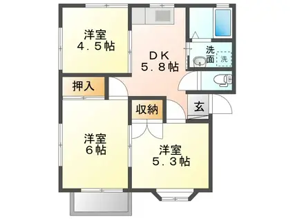 アークヒルズT B棟(3K/2階)の間取り写真