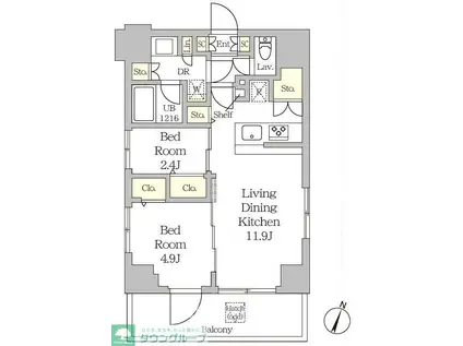 ラグゼナ日本橋(2LDK/9階)の間取り写真
